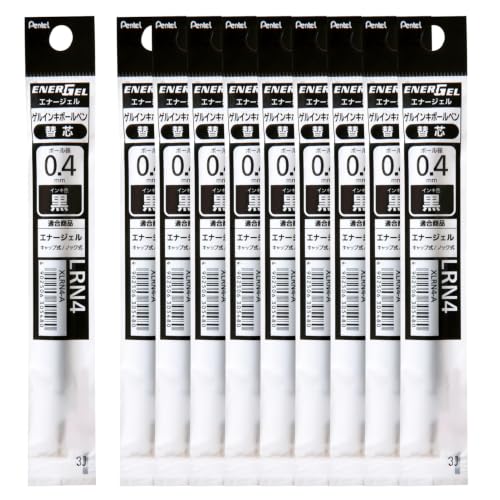 ぺんてる ボールペン替芯 エナージェル XLRN4-A 0.4mm 黒 10本