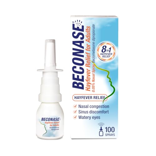Beconase 8 in 1 Hayfever Relief Nasal Spray (100 Spray Bottle) - Long Lasting Effective Relief from Hayfever - Portable and Lasts Up to 24 Hours When Used Twice a Day - Non Drowsy