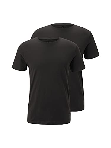 🔥 STARKER PREIS (-36%) TOM TAILOR Herren Crewneck T-Shirt im Doppelpack, 29999 - Black, L