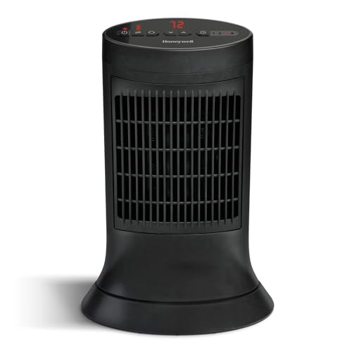 Honeywell Slim Ceramic Tower Heater, Small Room, Black – Easy to Use – Slim Space Heater with Two Heat Settings