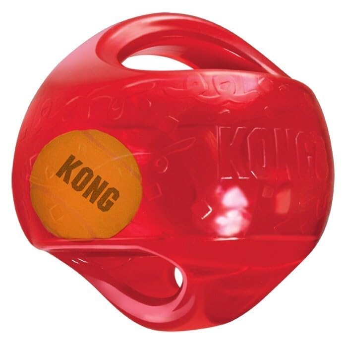 KONG Jumbler Ball - Interactive Toy for Dog & Puppy Playtime - Fetch Toy with Tennis Ball - Dog Supplies for Engaging Play - for Medium/Large Dogs - Assorted Colors
