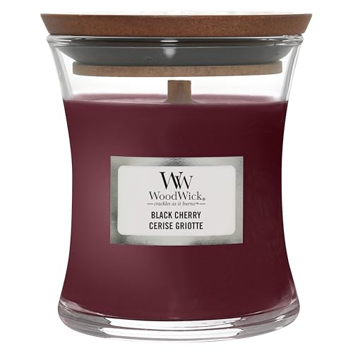 🔥 STARKER PREIS (-40%) WoodWick Mittelgroße Duftkerze im Sanduhrglas mit knisterndem Docht | Black Cherry | Brenndauer bis zu 20 Stunden