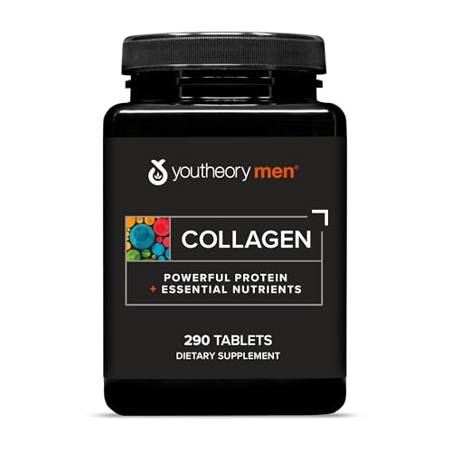 Youtheory Men's Collagen - 5,000 mg - Daily Collagen Supplement for Men - with 18 Amino Acids - Joint, Bone, Muscle, Hair Growth, Nail & Skin Support* - 290 Tablets (48-Day Supply)
