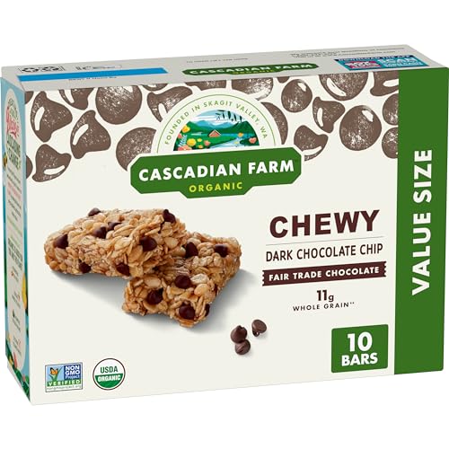 Cascadian Farm Organic Chewy Granola Bars, Dark Chocolate Chip, Value Size, 10 Bars, 12.3 oz
