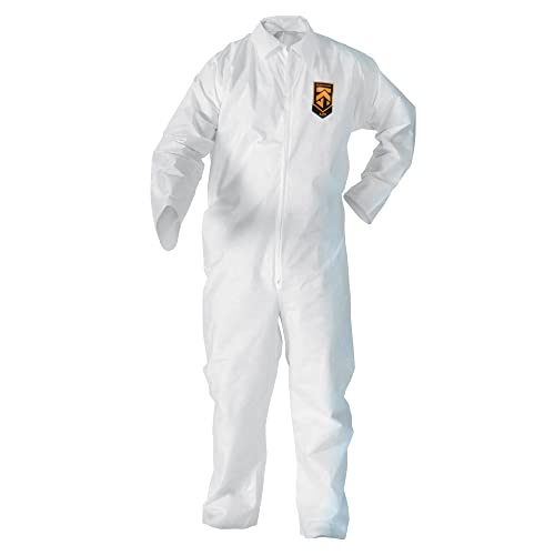 KleenGuard A20 Elastic Wrist and Ankle Coverall, Large, White (37716), REFLEX Design, Zip Front