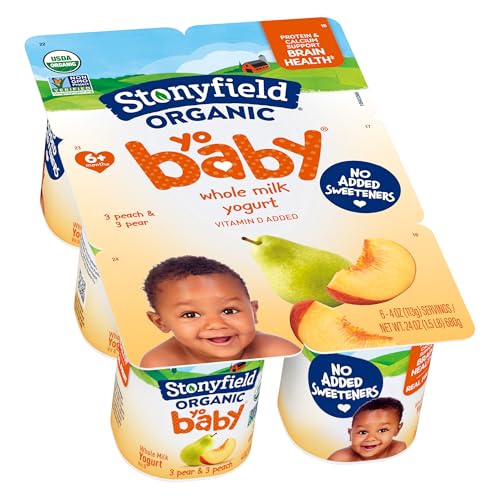 Stonyfield Farm Organic Peach Pear Yogurt, 6 pk, 4 oz each