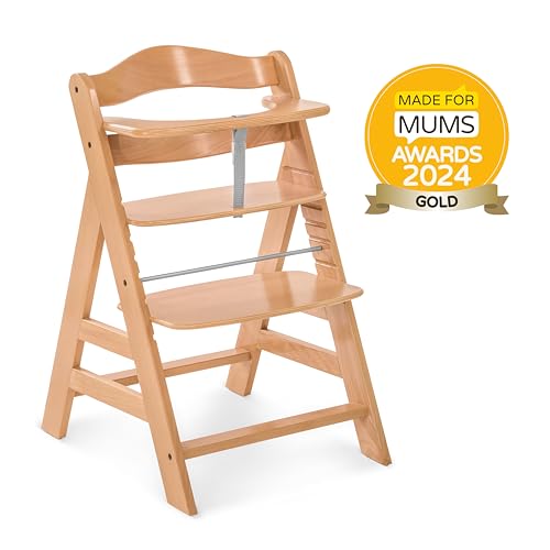 (-29%) hauck Kinder Hochstuhl Alpha+, Mitwachsend ab 6 Monate, Buchenholz, Stabil & Sicher bis 90 kg, Inklusive 5-Punkt-Gurt, Schrittgurt und Schutzbügel, Kompatibel mit hauck Zubehör, Natur