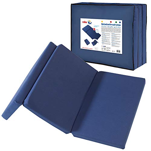 (-42%) roba Reisebettmatratze - Faltbare Baby Matratze für Reisebett 60 x 120 cm - Faltbare Klappmatratze für Kinderreisebetten - Abnehmbarer Bezug in Blau - Inklusive Tragetasche