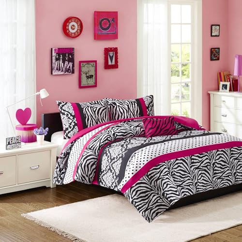Intelligent Design Modern All Season Polka Dot Print, Vibrant Color Cozy Bedding Layer, Matching Sham, Decorative Pillow Comforter Set Fun Bedroom Décor, Full/Queen, Pink