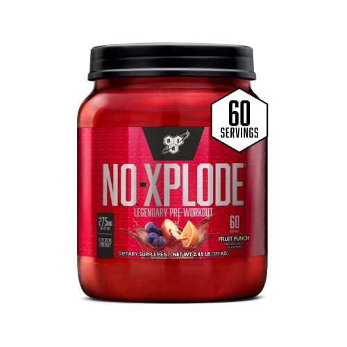 BSN N.O.-XPLODE Pre Workout Supplement with Creatine, Beta-Alanine, and Energy, Fruit Punch, 60 Servings, 2.45 Pound Pound (Packaging May Vary)