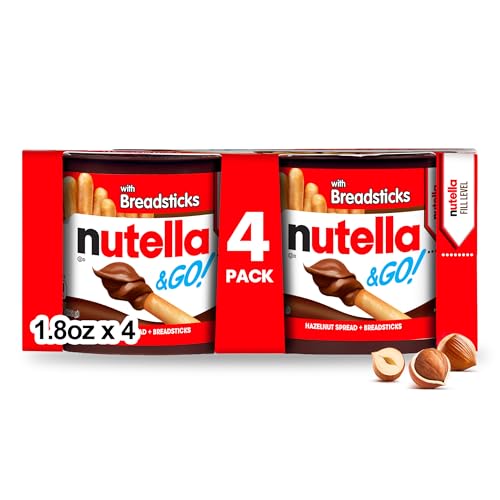 Nutella & Go! Hazelnut Spread with Breadsticks, On-the-Go Snack Cups, 4 Snack Packs, 1.8 oz each