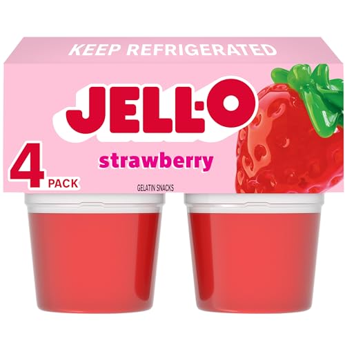 Jell-O Original Strawberry Artificially Flavored Ready-to-Eat Gelatin Snack Cups, 4 ct Cups