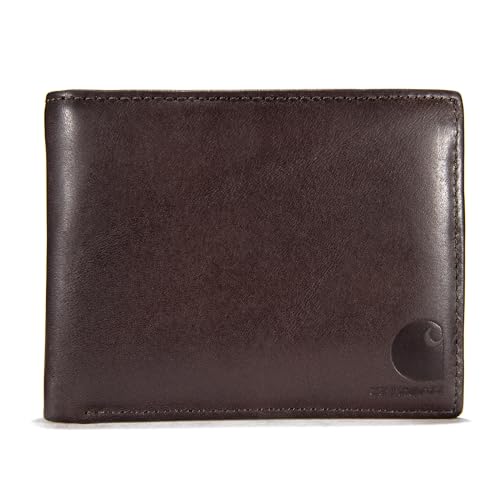 Carhartt Men's Durable Oil Tan Leather Wallets, Available in Multiple Styles – Front pocket, Bi-Fold, Trifold Wallets for Men, RFID Blocking & ID Holder
