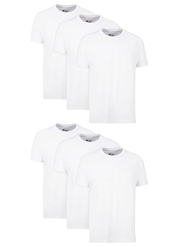 Hanes Men's Cotton Undershirts - Moisture-Wicking Crew Neck Tees, 6 Pack - White, XL