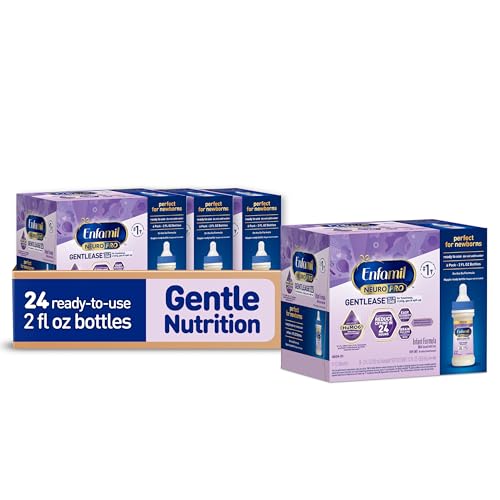 Enfamil NeuroPro Gentlease Ready-to-Feed with Smaller Proteins for Easy Digestion, Brain Supporting DHA,Baby Formula for easing Fussiness, Crying, Gas, Spit-up in 24hrs, 2 Fl Oz, 24 Bottles