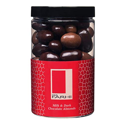 Rita Farhi Milk and Dark Chocolate Covered Almonds in a Gift Jar | Vegetarian and Chocolate Gift - Chocolate Coated Nuts - 315 g - New Palm Oil Free Recipe