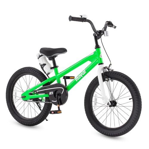 RoyalBaby Freestyle Kids Bike Boys Girls 18 Inch BMX Childrens Bicycle with Kickstand for Ages 5-8 years, Green