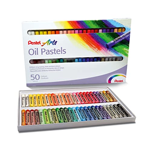 Pentel PHN50 Oil Pastel Set with Carrying Case,45-Color Set, Assorted, 50/Set