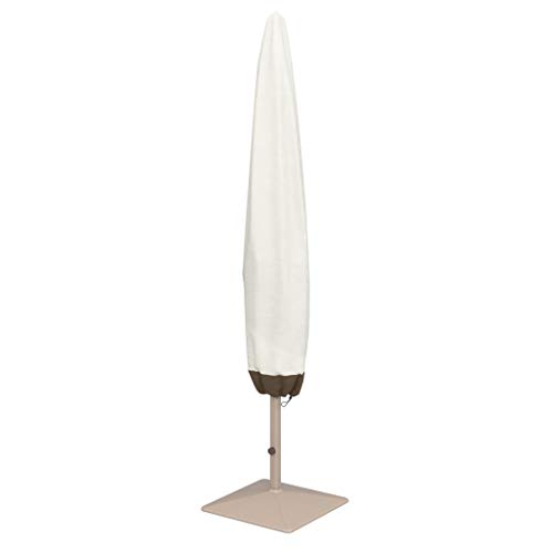 Amazon Basics Outdoor Patio Umbrella Cover, Waterproof, Anti-UV, Durable, Beige/White, 7" x 23" x 76"