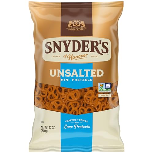 Snyder's of Hanover, Unsalted Mini Pretzels, 12 Oz Bag