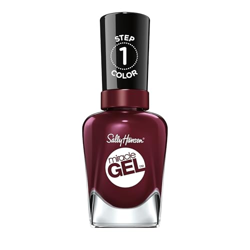Sally Hansen Miracle Gel, Wine Stock, Long Lasting, Gel-Like Formula, No UV Lamp Needed, Opaque, Shiny Red Nail Polish