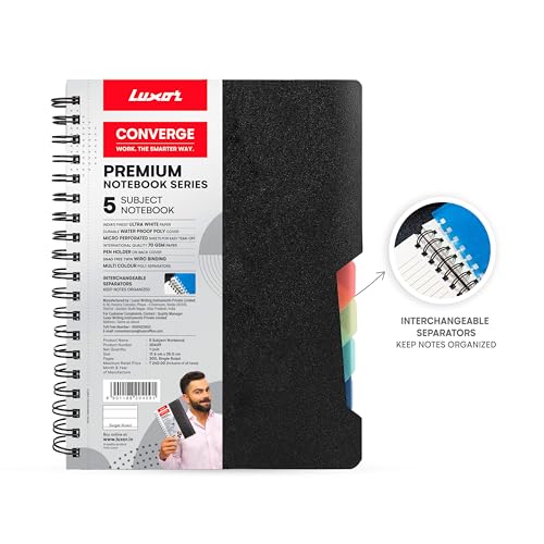 Luxor 5 Subject Single Ruled Notebook - B5, 70 GSM, 300 pages, Off-White (9000015497)