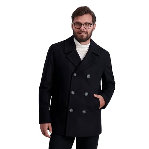 Nautica Men's Wool Blend Peacoat – Double-Breasted Winter Coat, Regular, Big & Tall Sizes, Large, Large