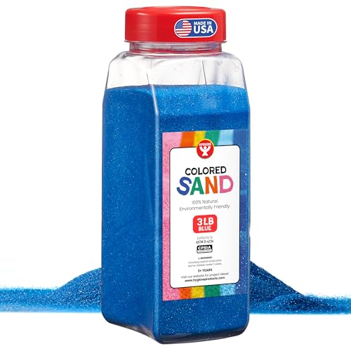 Hygloss Colored Sand for Crafts – 3 lb Bottle, Blue – Vibrant Colorful Fine Sensory Play Sand Art Kits for Kids – Classroom Activities for Children 3 4 5 6 7 8 9 10 11 12 – Safe for Ages 3+