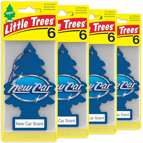 LITTLE TREES Car Air Freshener | Hanging Tree Provides Long Lasting Scent for Auto or Home | New Car Scent, 6-Packs (4 C