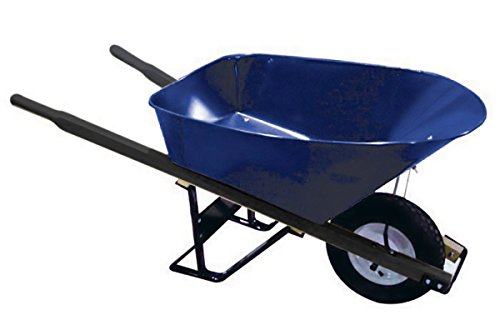 Bon Tool 28 902 Premium Contractor Grade Steel Single Wheel Wheelbarrow with Steel Handle and Ribbed Tire, 6 Cubic Feet