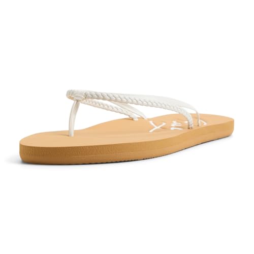 Roxy womens Cabo flip flop sandals, White, 8 US