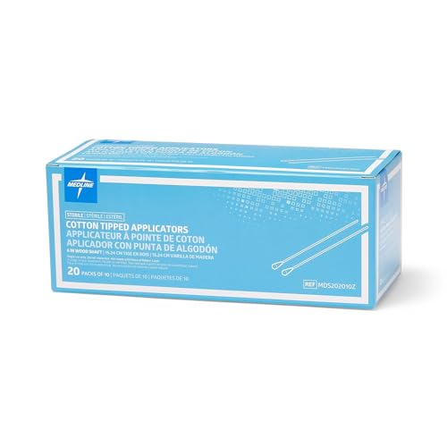 Medline Sterile Cotton-Tipped Wood Applicator, 6", Ideal for Application of Medication, Cleaning Skin, Arts & Craft and More (Pack of 200)