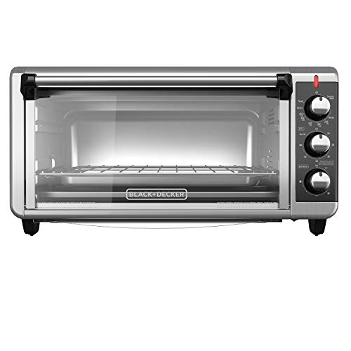 BLACK+DECKER TO3250XSBD 8-Slice Extra Wide Convection Countertop Toaster Oven, Includes Bake Pan, Broil Rack &amp; Toast