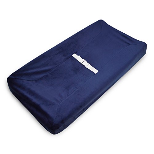 American Baby Company Heavenly Soft Chenille Fitted Contoured Changing Pad Cover, Navy (786417195859)