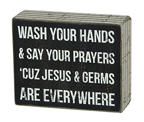 Primitives by Kathy Box Sign, 4-Inch by 5-Inch, Jesus & Germs