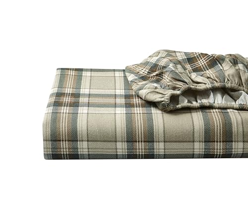 Eddie Bauer - Queen Sheets, Cotton Flannel Bedding Set, Brushed For Extra Softness, Cozy Home Decor (Edgewood Plaid, Queen)