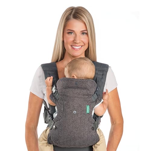 InfantinoFlip 4-in-1 Convertible Baby Carrier, Adjustable, Ergonomic Babywearing, Registry Essential, Baby Carrier for 