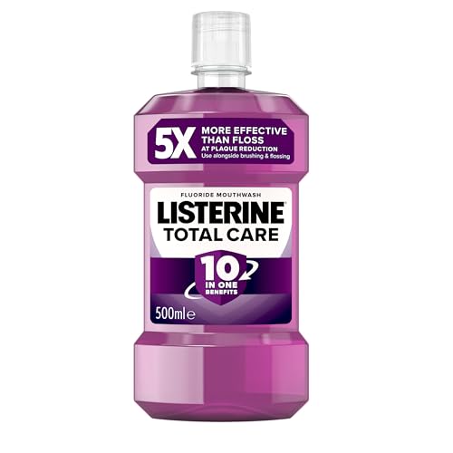Listerine Total Care Intense Taste Classic Antibacterial Mouthwash (500ml), Fresh Mint Blast Flavour with 6-in-1 Benefits, Helps Reduce Plaque and Freshens Breath