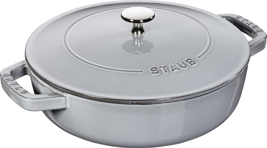 STAUB Schmorpfanne, Chistera Bräter, 24 cm, 2,5 L, Induktionsgeeignet, Aroma-Regen, Made in France, Graphit-Grau