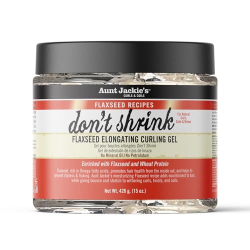Aunt Jackie's Flaxseed Recipes Don't Shrink Elongating Hair Curling Gel for Natural Curls, Coils and Waves, Helps Prevent Dryness and Flaking, 15 oz