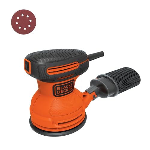 BLACK+DECKER Orbital Sander, 5 Inch, 2.0 Amp, 12000 OPM, Corded, 1 Sandpaper Sheet and Dust Bag Included (BDERO100)GALA