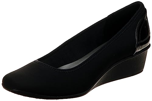AK Anne Klein Sport Women's Wisher Fabric Wedge Pump, Black, 8 M US