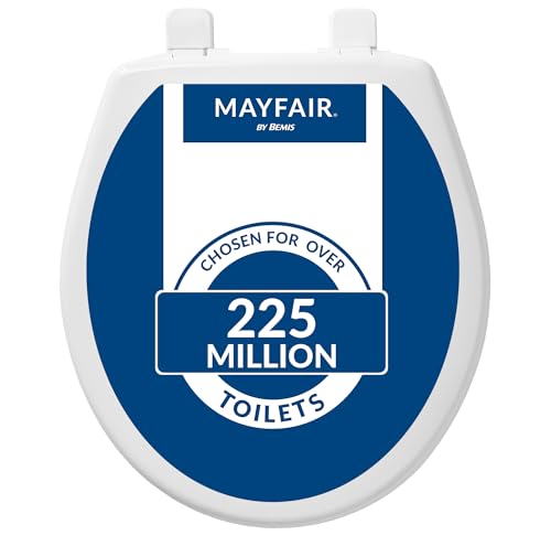 Mayfair Caswell Modern Slow Close Toilet Seat, Easy Clean Hinges and Durable Plastic Seat, Made in USA, Round, White