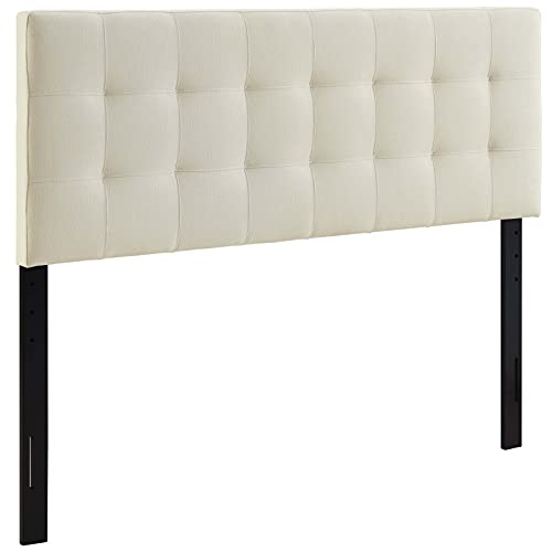 Modway Lily Tufted Linen Fabric Upholstered Queen Headboard in IvoryModway Lily Tufted Linen Fabric Upholstered King He