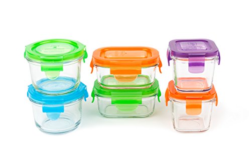 Wean Green glass baby food storage containers in a stacked starter set