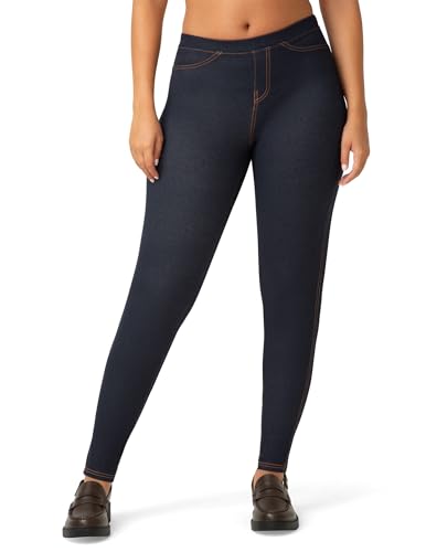 No nonsense Women's Stretch Denim Legging, Dark Denim, Large, NG1720