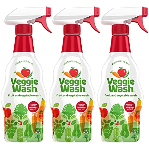 Veggie Wash Fruit and Vegetable Wash, Ideal for Cleaning Produce, 16 Fluid Ounce, Pack of 3 (Packaging May Vary)