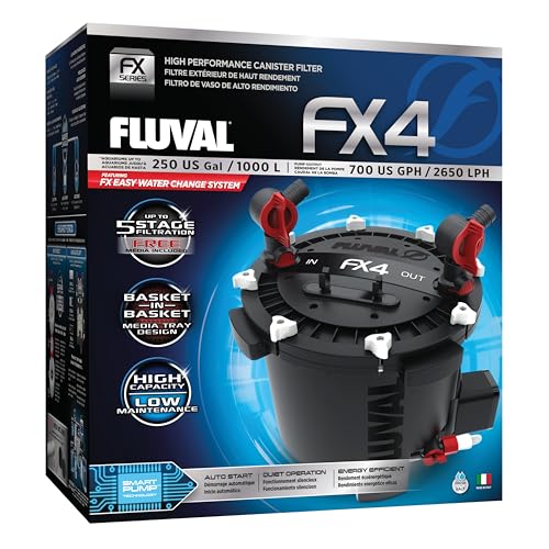 Fluval FX4 High Performance Canister Aquarium Filter - Multi-Stage Filtration, Built-In Powered Water Change System, and Basket-In-Basket Tray Design