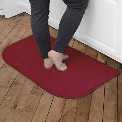 Ritz Solid Accent Rug: 18" x 30" Stain Resistant Kitchen or Living Room Floor Mat, Latex Backing, Machine Washable, Red