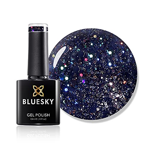 Bluesky Gel Nail Polish, Amethyst Purple Blz24, Chunky Glitter, Dark, Eggplant, Purple, Long Lasting, Chip Resistant, 10 ml (Requires Drying Under UV LED Lamp)